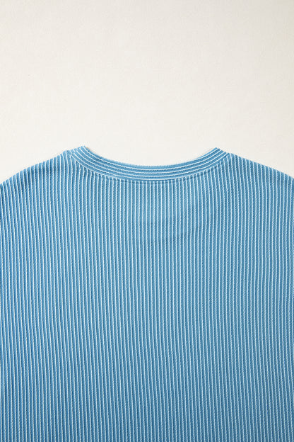 Beau Blue USA Graphic Half Sleeve Loose Ribbed Top
