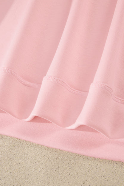 Moonlight Jade Solid Color Exposed Seam Mock Neck Oversize Tee Casual Shorts 2pcs Outfit