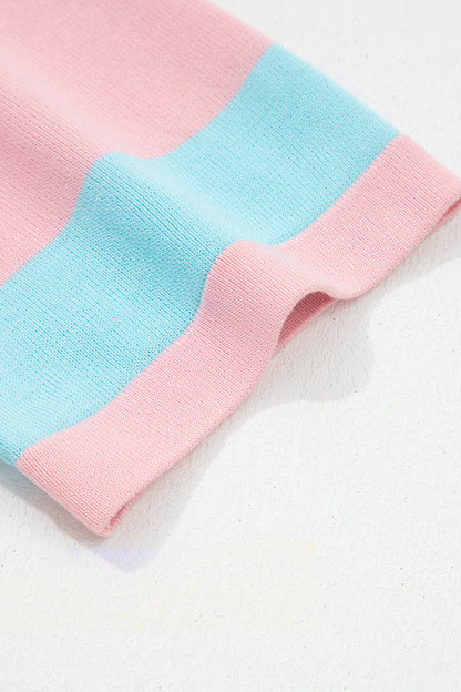 Black Stripe Colorblock Striped Knitted T shirt