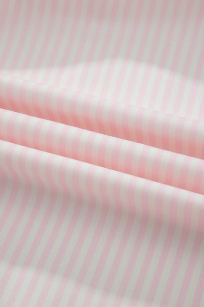 Pink Stripe Contrast Trim V Neck Flutter Sleeve Blouse
