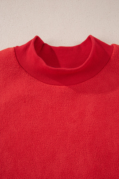 Dark Blue Oversize Drop Shoulder Reversible Mock Neck Sweatshirt