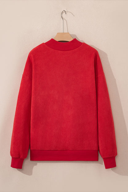 Dark Blue Oversize Drop Shoulder Reversible Mock Neck Sweatshirt