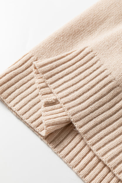 Delicacy Ribbed Deep V Neckline Front Pocketed Loose Tunic Sweater Vest