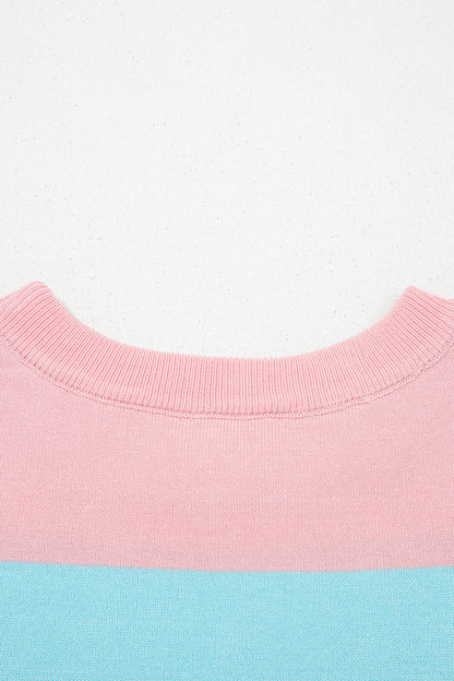 Black Stripe Colorblock Striped Knitted T shirt