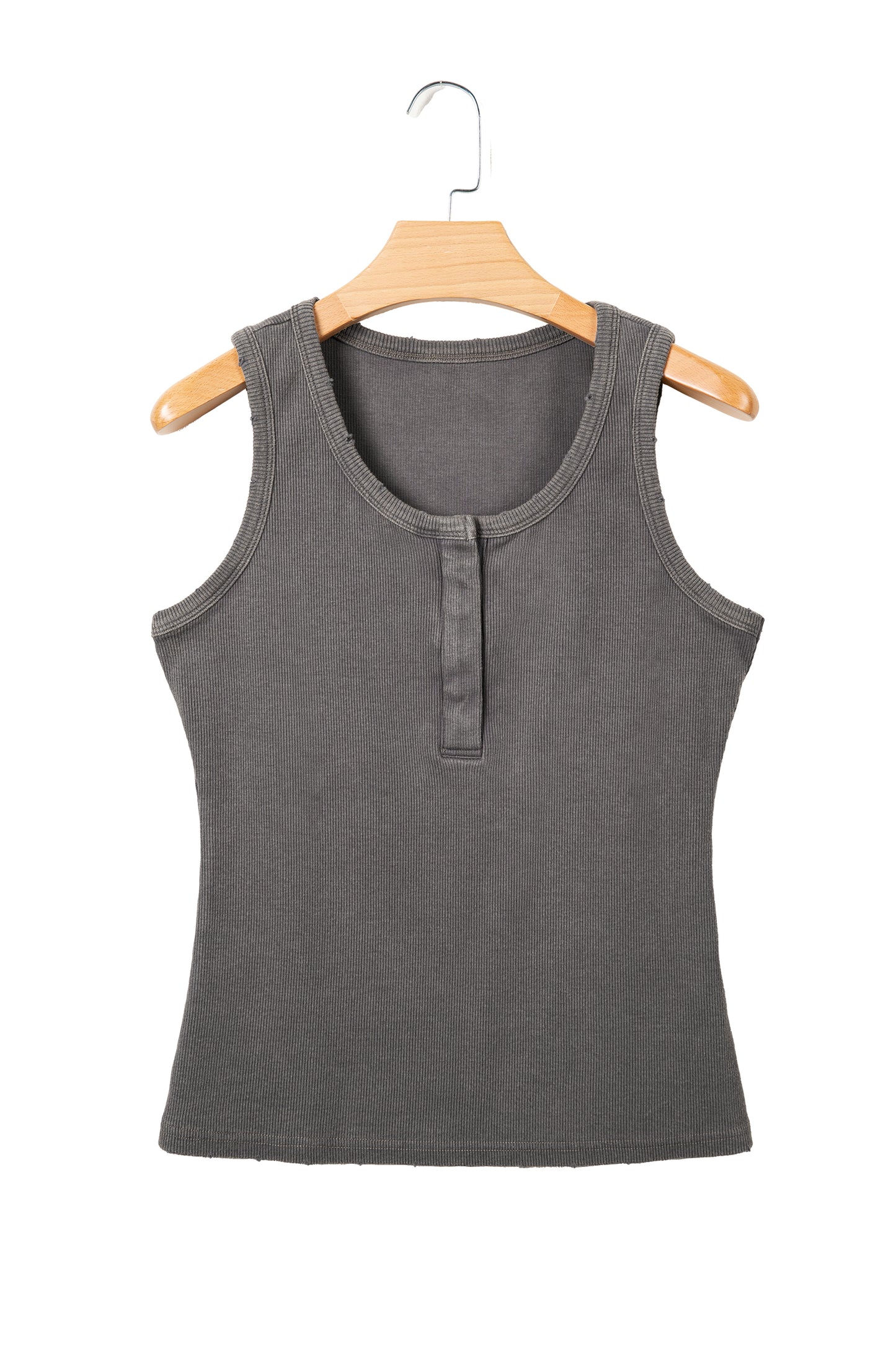Blue Vintage Distressed Ribbed Mineral Wash Tank Top