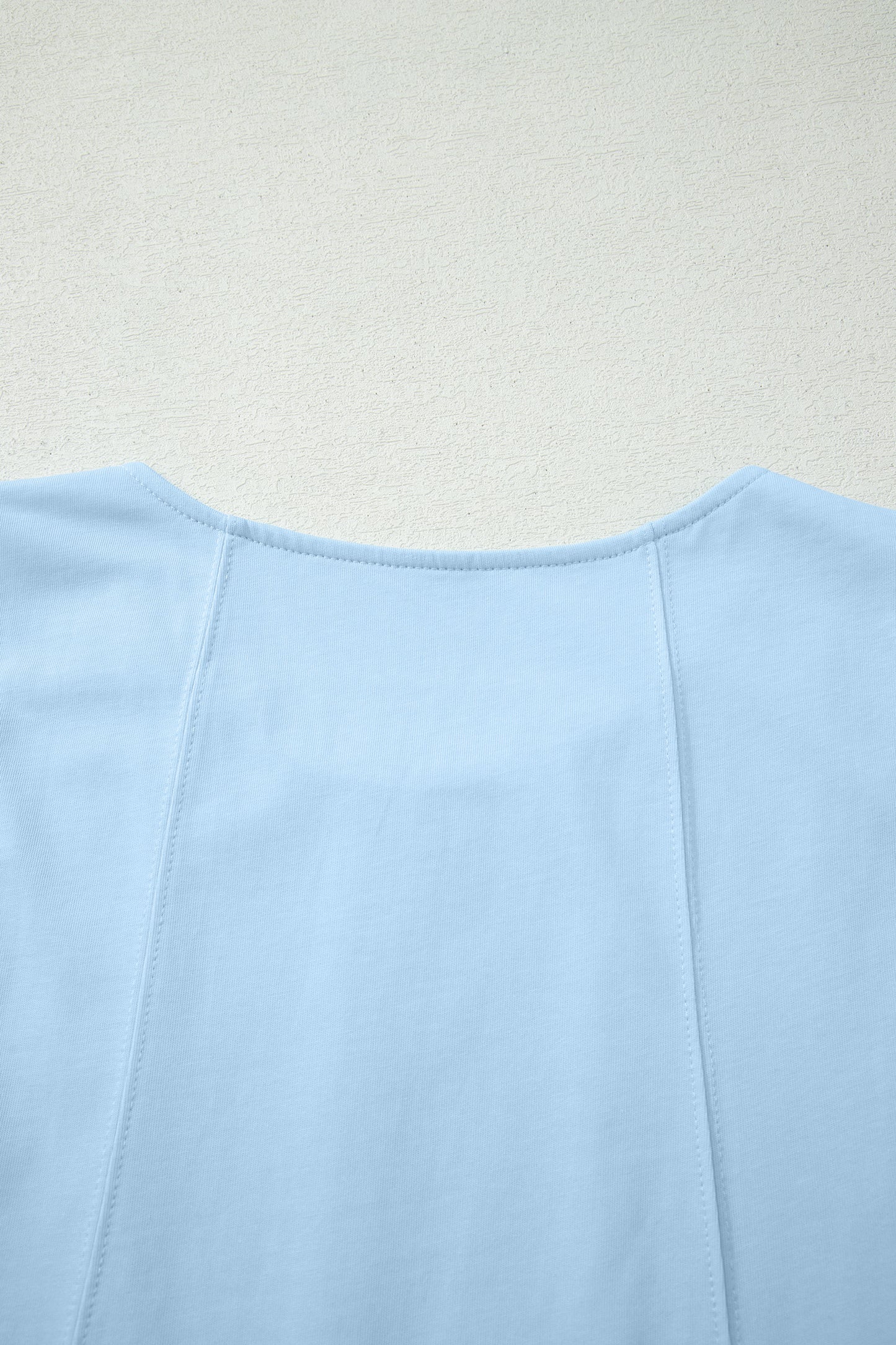 Mist Blue Stitched Detail Loose Tank Top 2pcs Short Set
