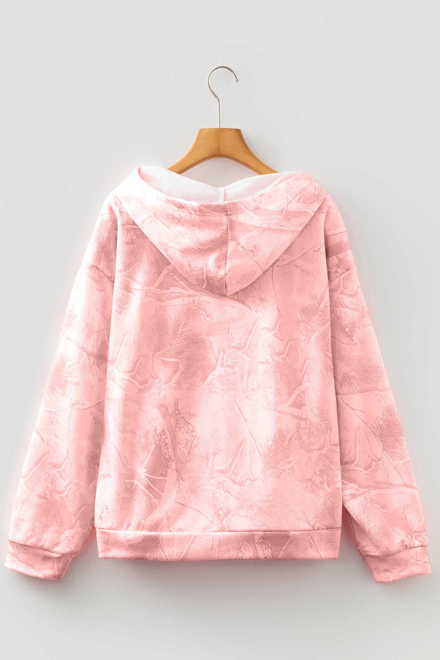 Beige Camouflage Woodland Print Oversized Sporty Hoodie