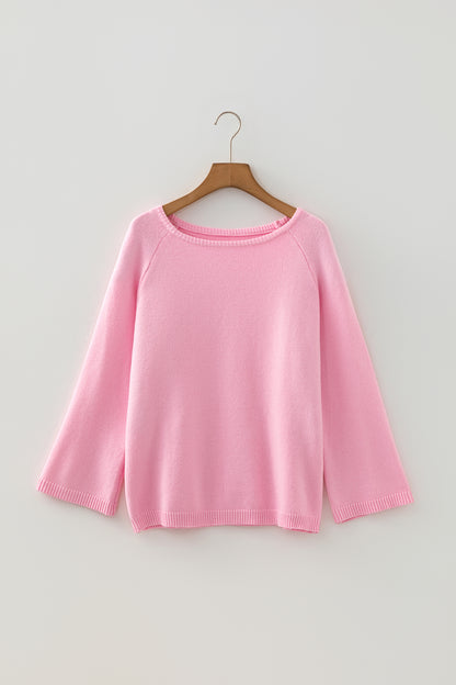 Sky Blue Solid Color Knit Loose Bracelet Sleeve Dolman Sweater