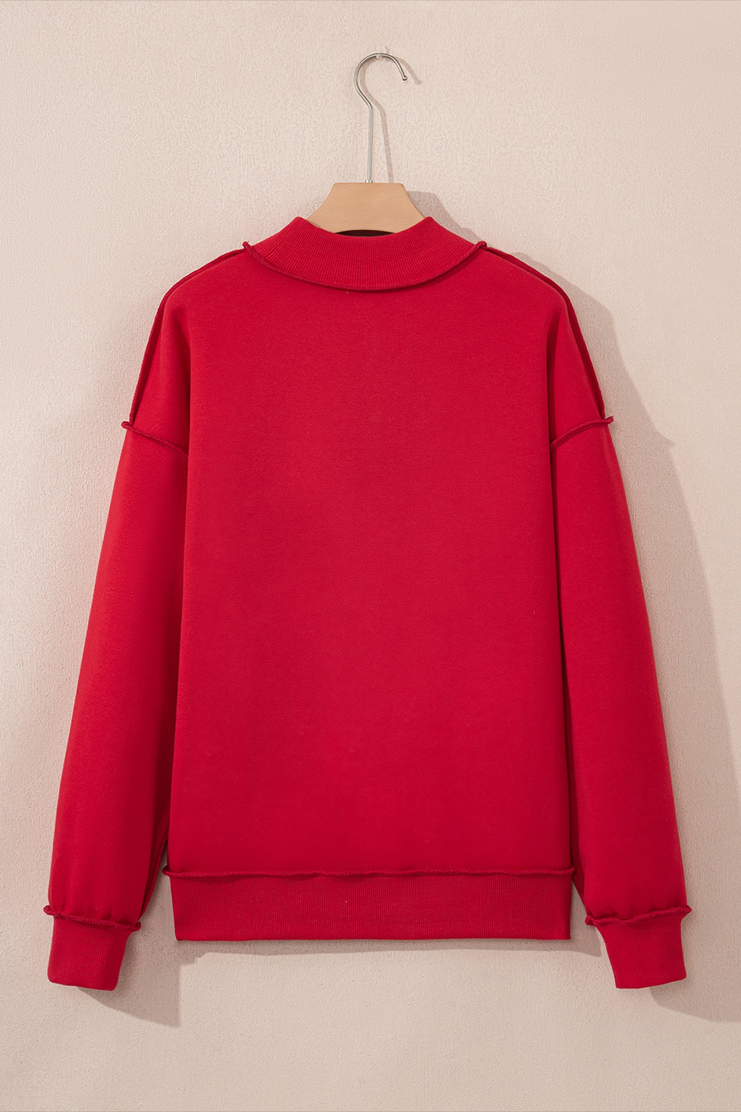 Dark Blue Oversize Drop Shoulder Reversible Mock Neck Sweatshirt