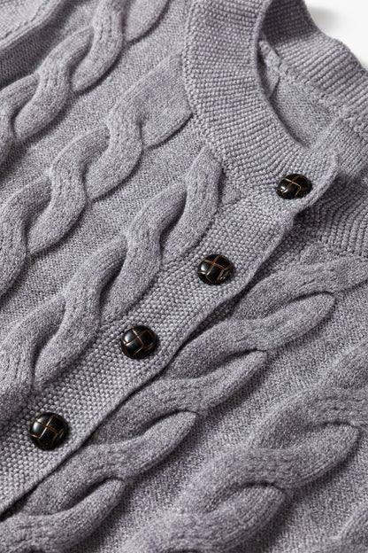 High Cable Knit Cardigan Sweater