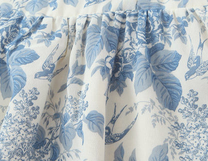 Floral Swallow Print Slim Fit Slimming Large Cami Dress for Women Spring
