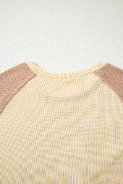 Light French Beige Leopard Star Color Block Patchwork Textured Baggy Sweatshirt