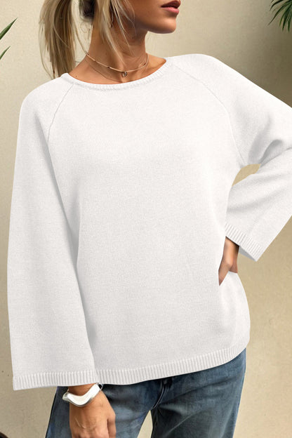 Sky Blue Solid Color Knit Loose Bracelet Sleeve Dolman Sweater