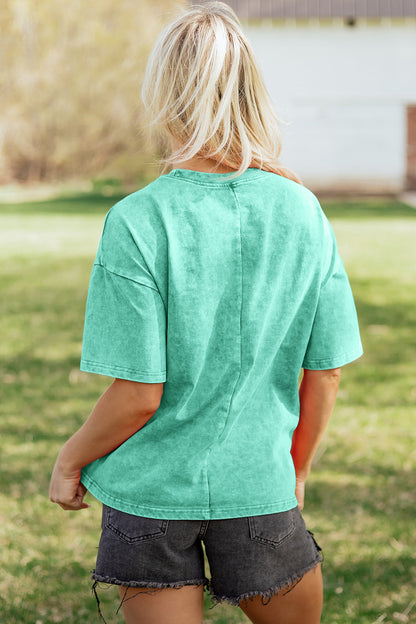 Dark Grey Solid Color Cotton Mineral Washed Oversize Tee