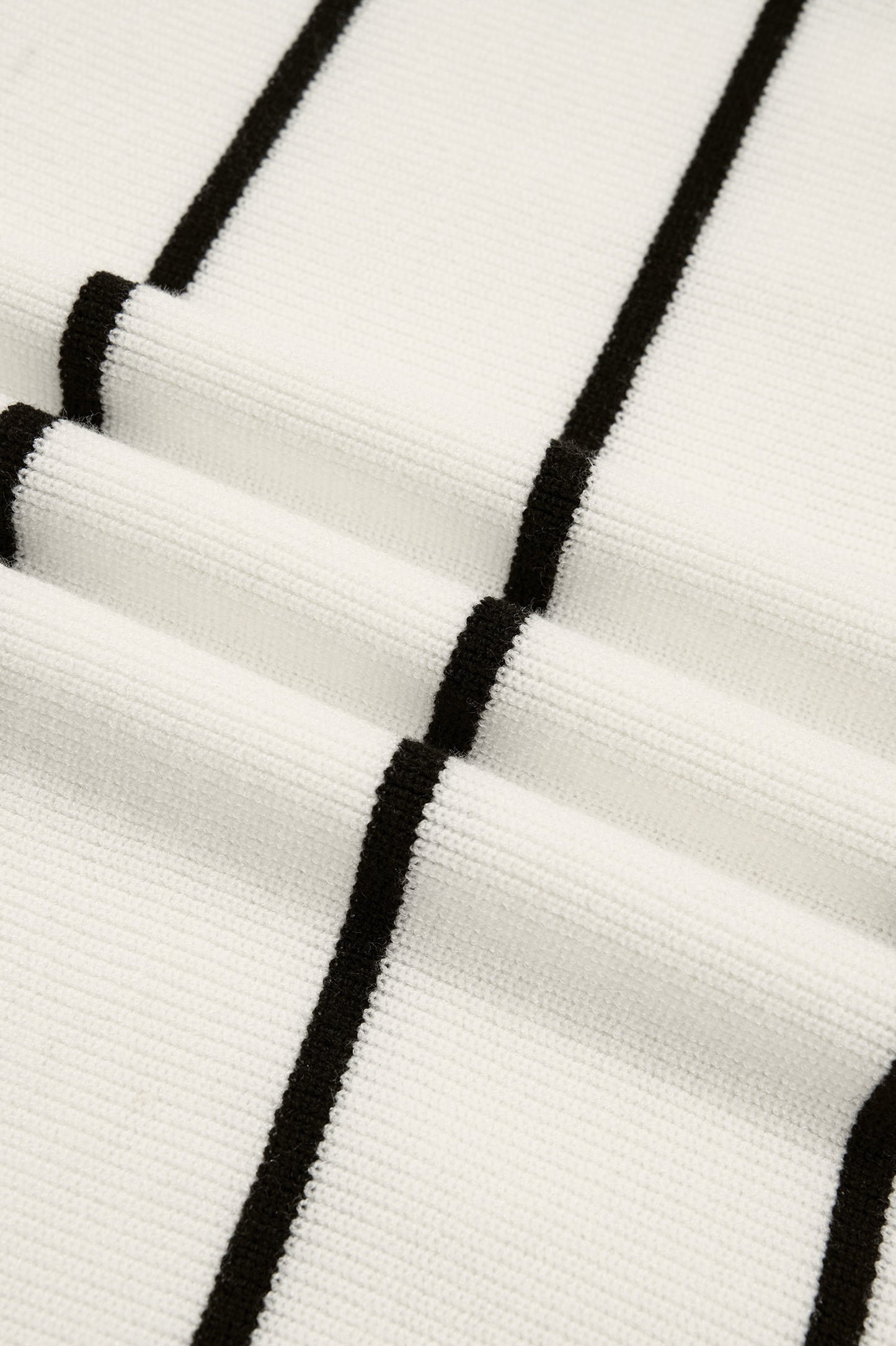 White Stripe Ribbed Knit Half Sleeve Loose Sweater Tee