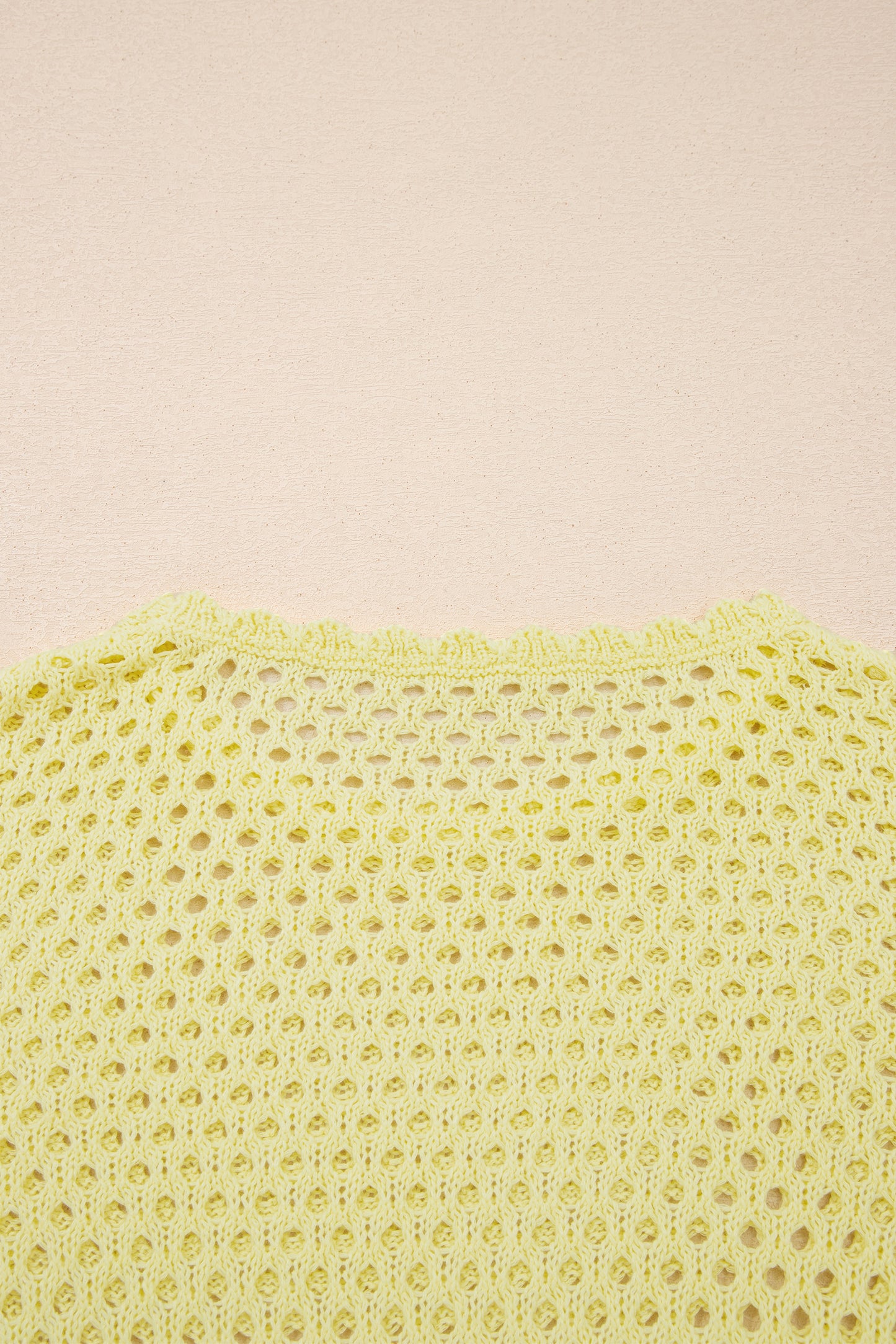 White Scalloped Trim Hollow Out Knit Long Sleeve Top