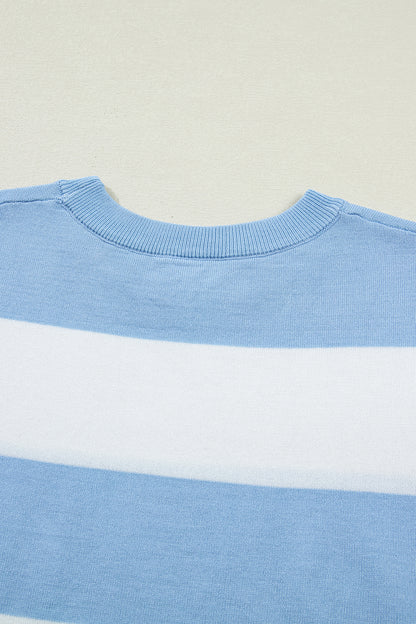 Black Stripe Colorblock Striped Knitted T shirt