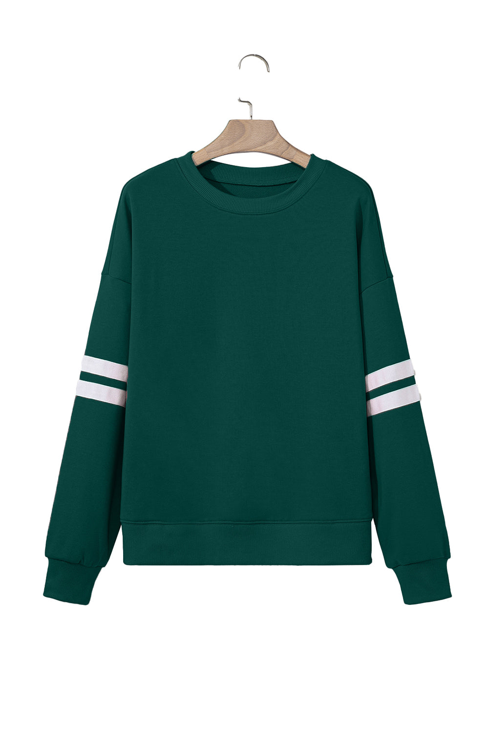 Navy Blue Varsity Striped Detail Drop Shoulder Oversized Sweatshirt