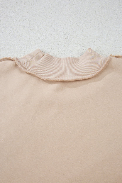 Dark Blue Oversize Drop Shoulder Reversible Mock Neck Sweatshirt