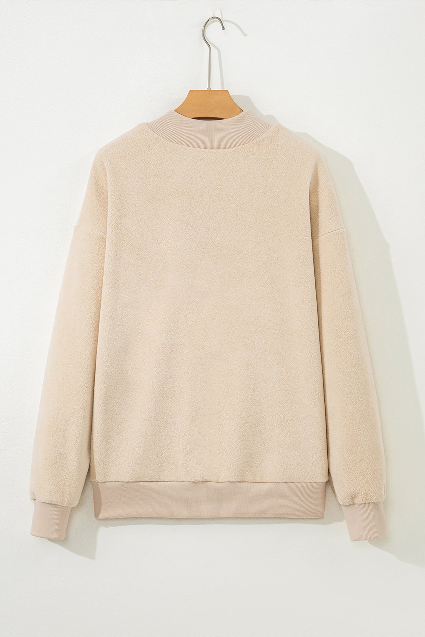 Dark Blue Oversize Drop Shoulder Reversible Mock Neck Sweatshirt
