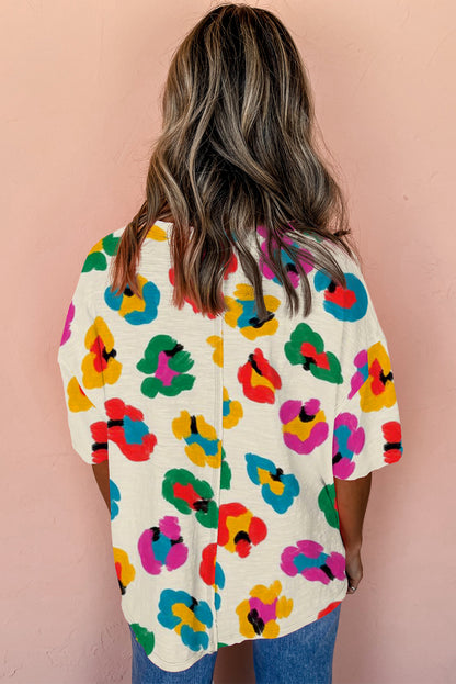 Green Leopard Drop Shoulder Oversize Tee