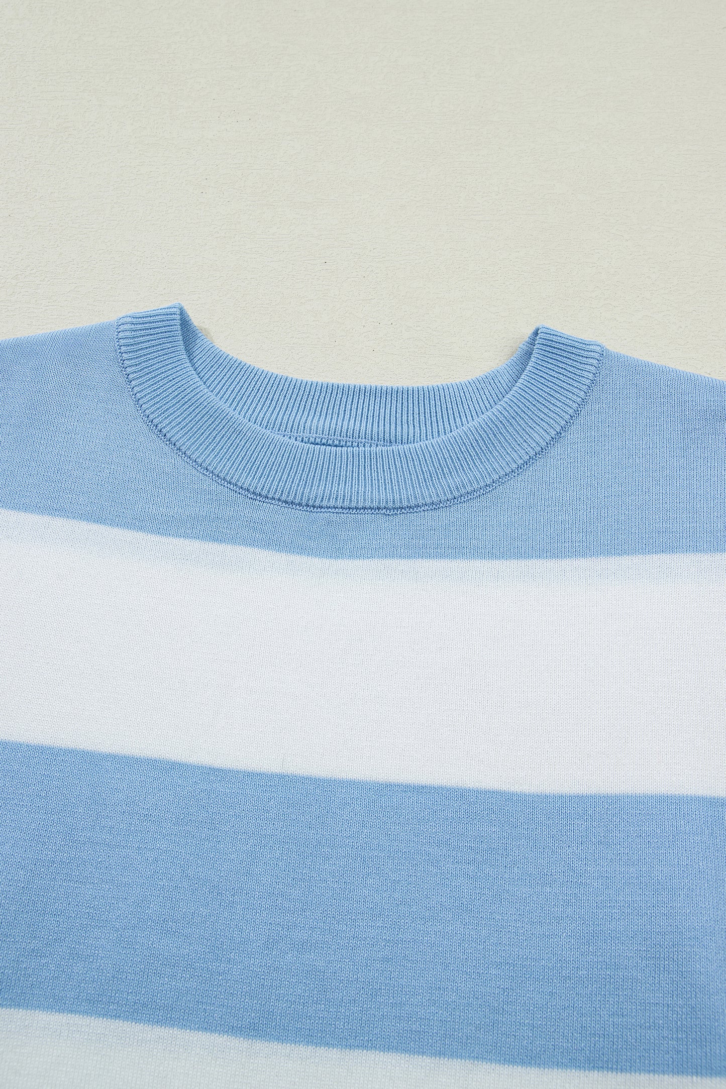 Black Stripe Colorblock Striped Knitted T shirt