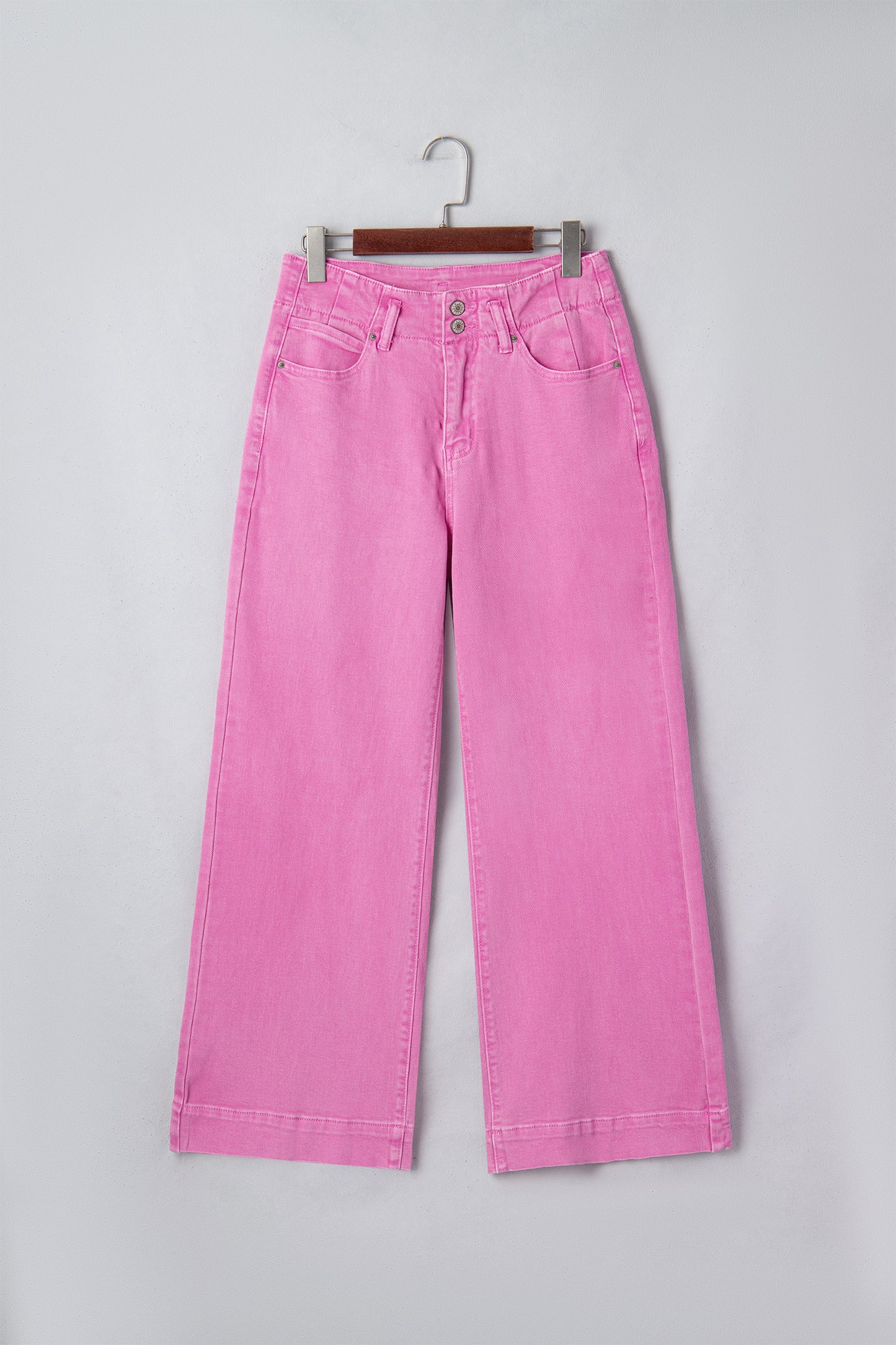 Mist Green 2-Button High Waist Flared Bottom Jeans