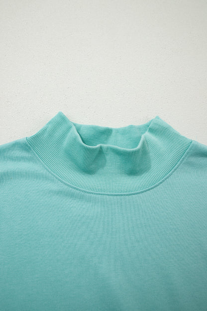 Light Grey Solid Color High Neck Cap Sleeve Loose Top
