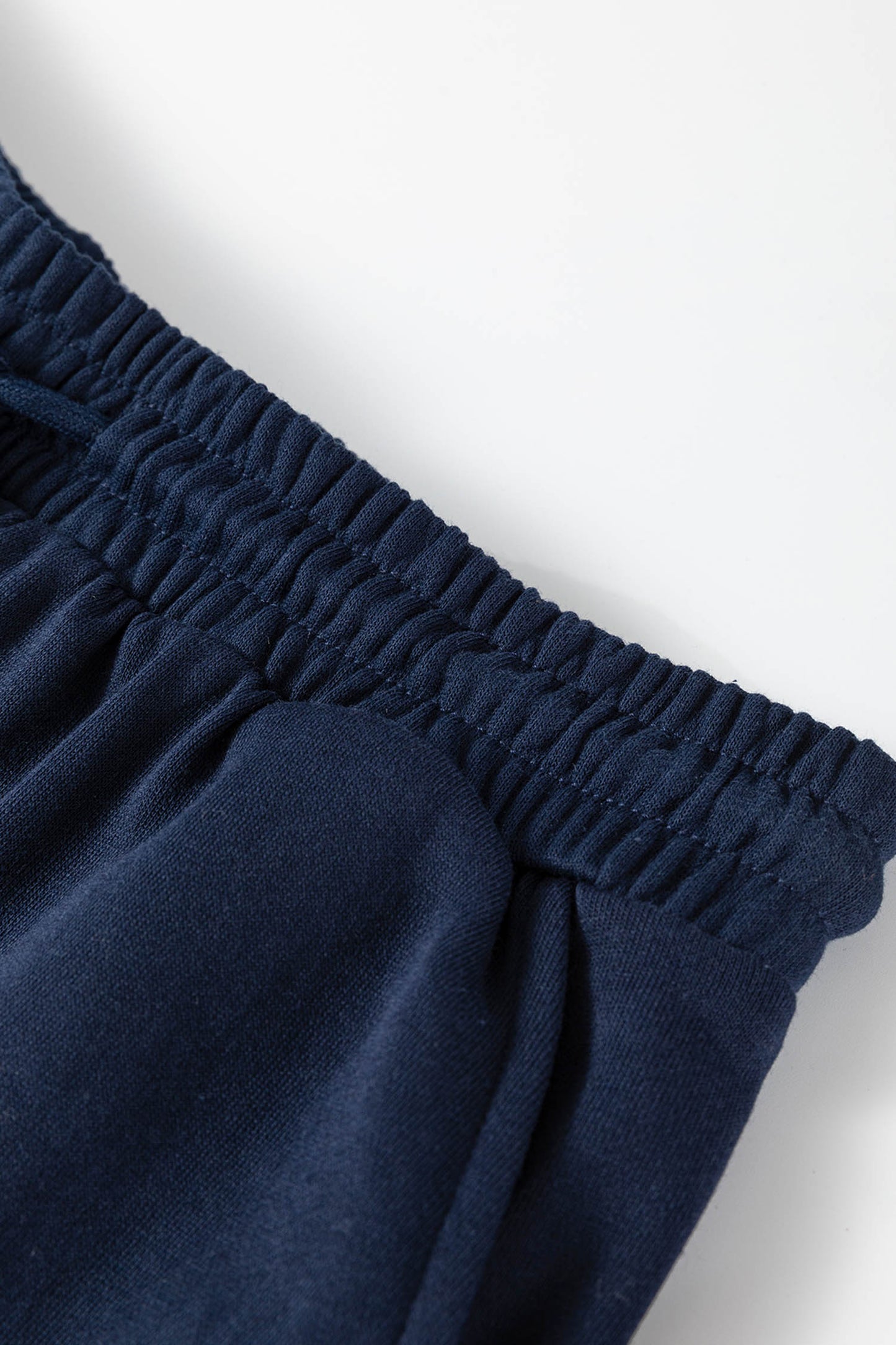 Navy Blue Varsity Striped Sleeve Drop Shoulder Sweatshirt and Short Set
