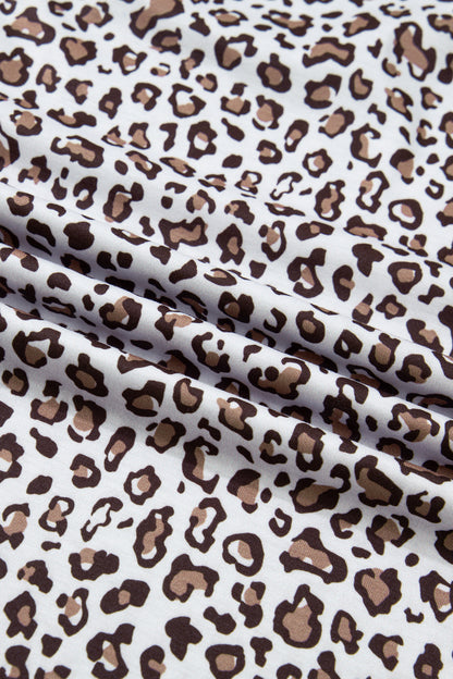 Khaki Contrast Trim Plus Size Leopard Vest