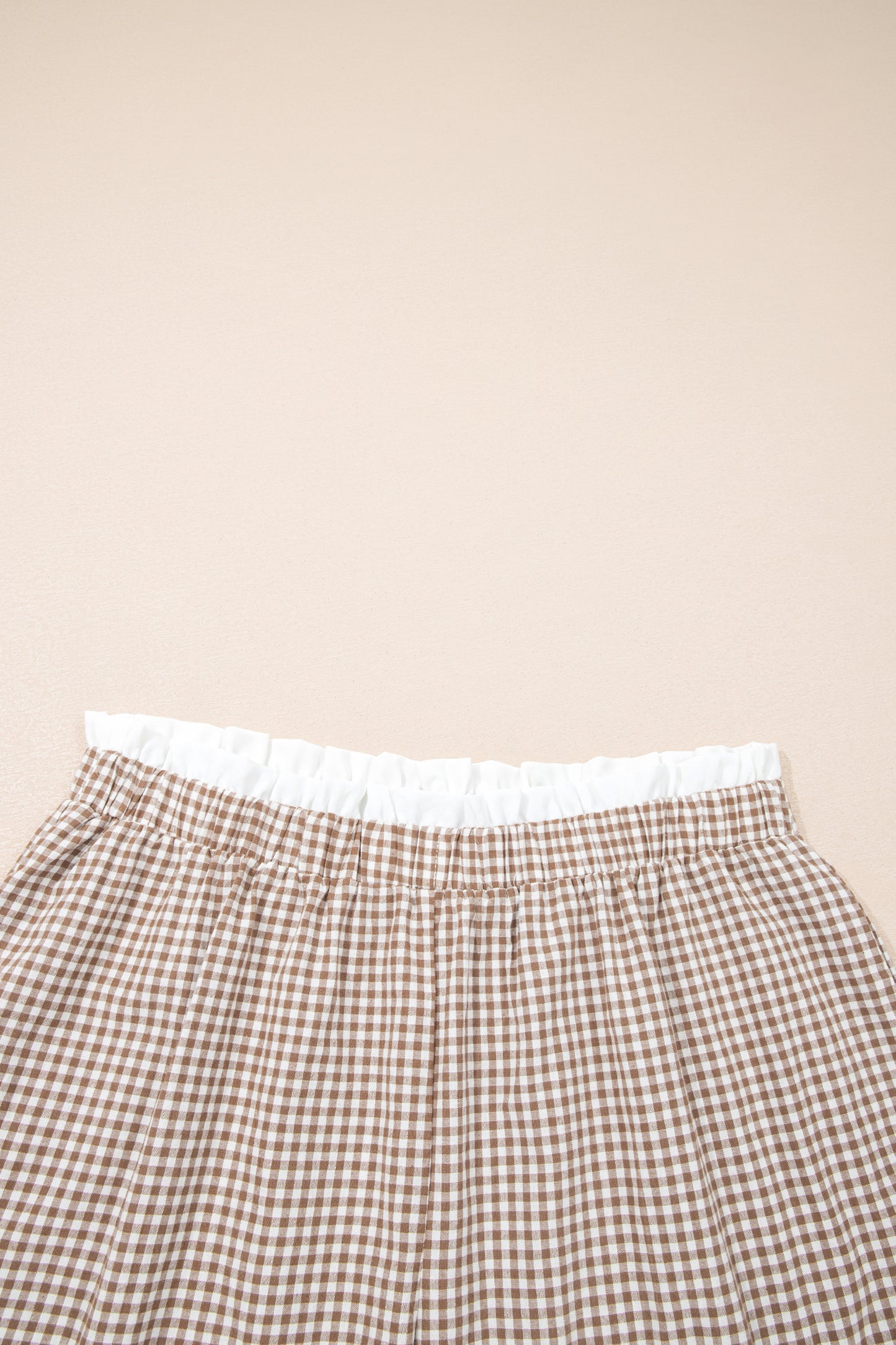 Green Contrast Trim Plaid Print Plus Size Shorts