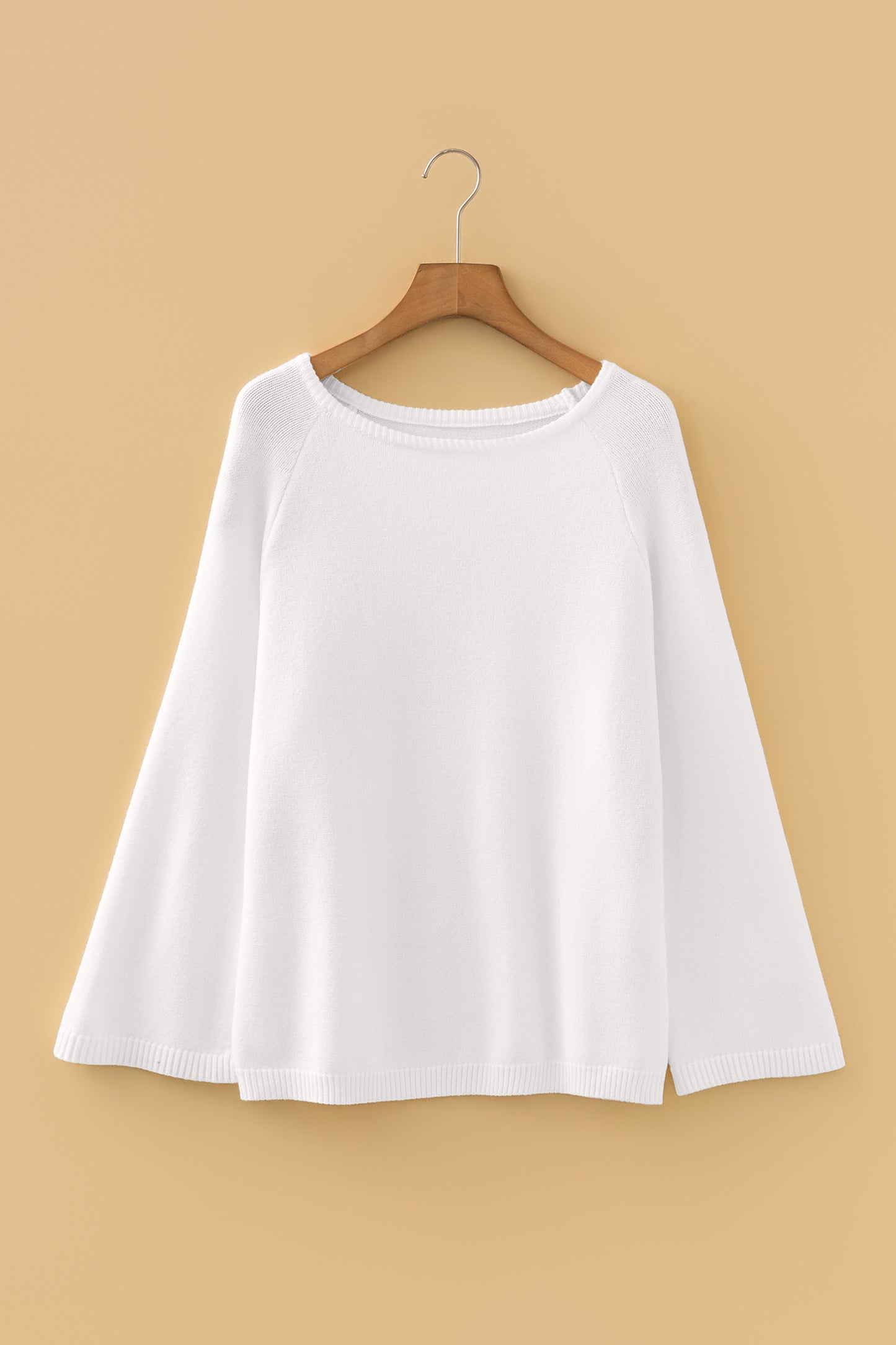 Sky Blue Solid Color Knit Loose Bracelet Sleeve Dolman Sweater