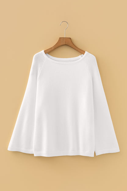 Sky Blue Solid Color Knit Loose Bracelet Sleeve Dolman Sweater