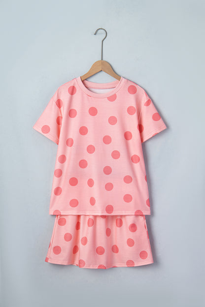 White Polka Dot Short Sleeve Top Casual Skort 2pcs Outfit