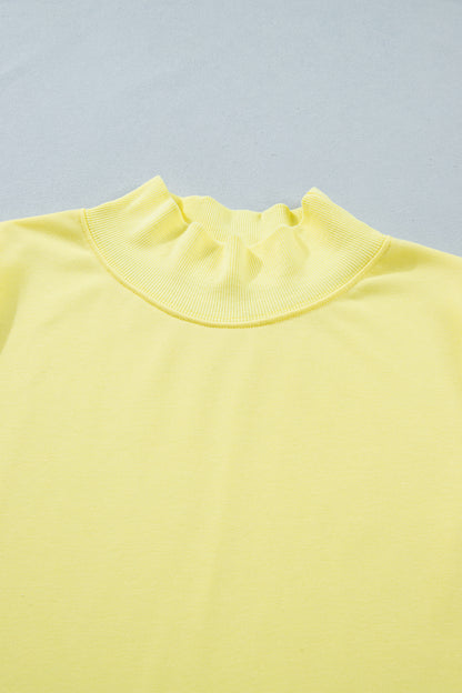 Black Solid Color High Neck Cap Sleeve Loose Top