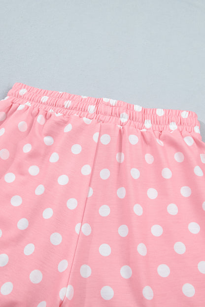 Green Polka Dot Oversized Top Drawstring Short Set