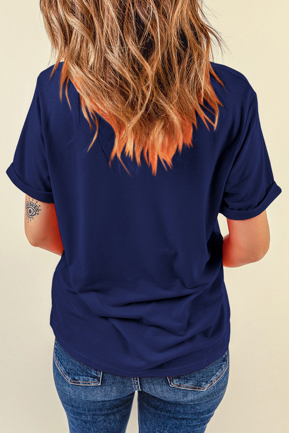 Red Casual Plain Crew Neck Tee