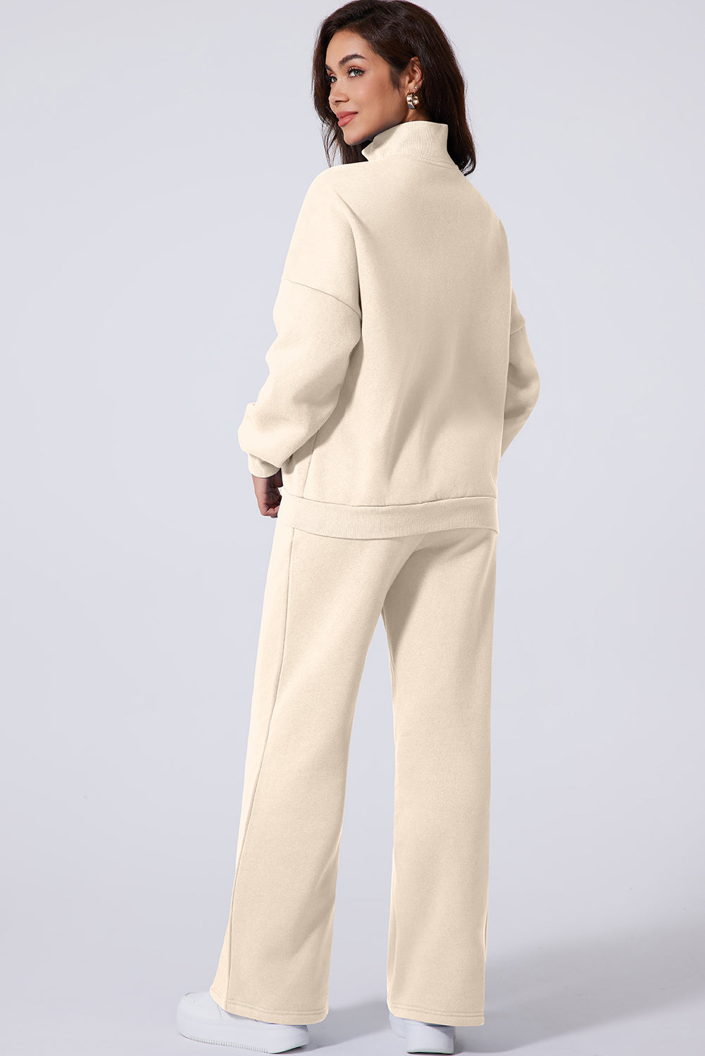 Clearly Aqua Drop Shoulder Zip Up Jacket Drawstring Pants Active 2pcs Set