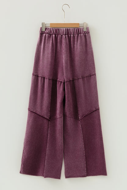 Ashleigh Blue Careys Mineral Wash Tiered Wide Leg Patchwork Drawstring Pants