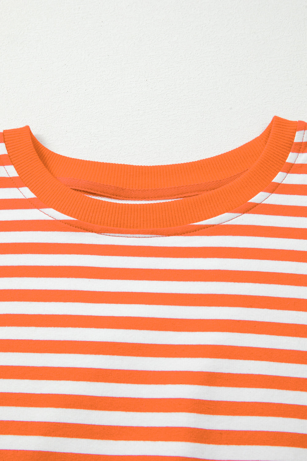 Red Stripe Exposed Seam Drop Shoulder Casual Pullover Top