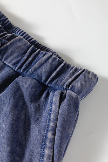 Ashleigh Blue Careys Mineral Wash Tiered Wide Leg Patchwork Drawstring Pants