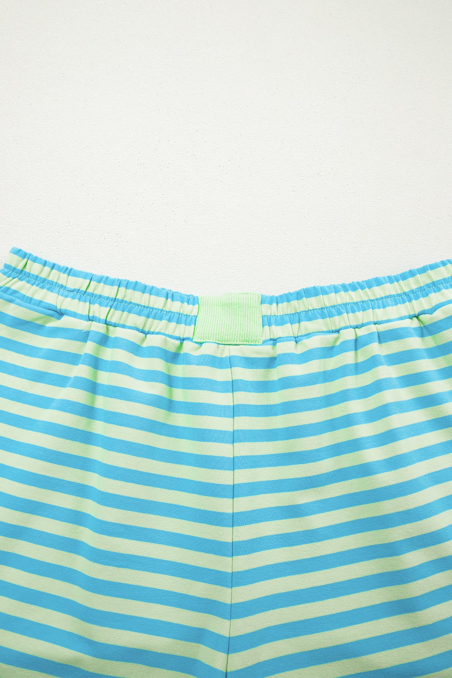 Pink Stripe Color Block Detail Long Sleeve Pullover Elastic Waist Pull On Shorts 2pcs Set
