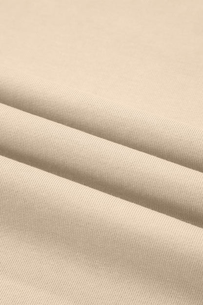 Beige Solid Color Raw Seam Patchwork Baggy Sweatshirt
