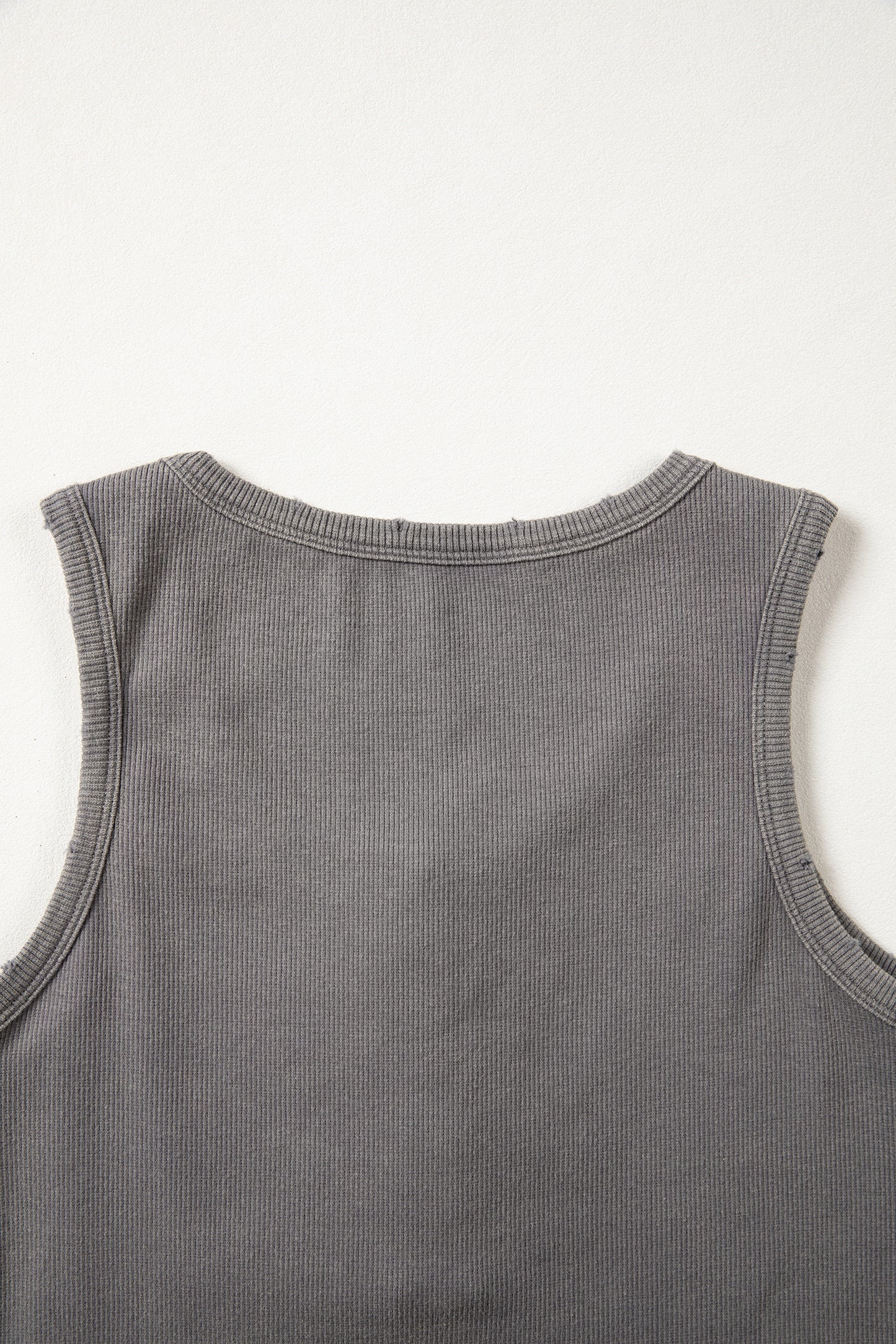 Blue Vintage Distressed Ribbed Mineral Wash Tank Top