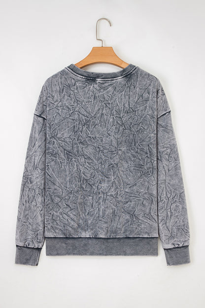 Mineral Red saved by grace Letter Embroidery Mineral Wash Loose Sweatshirt