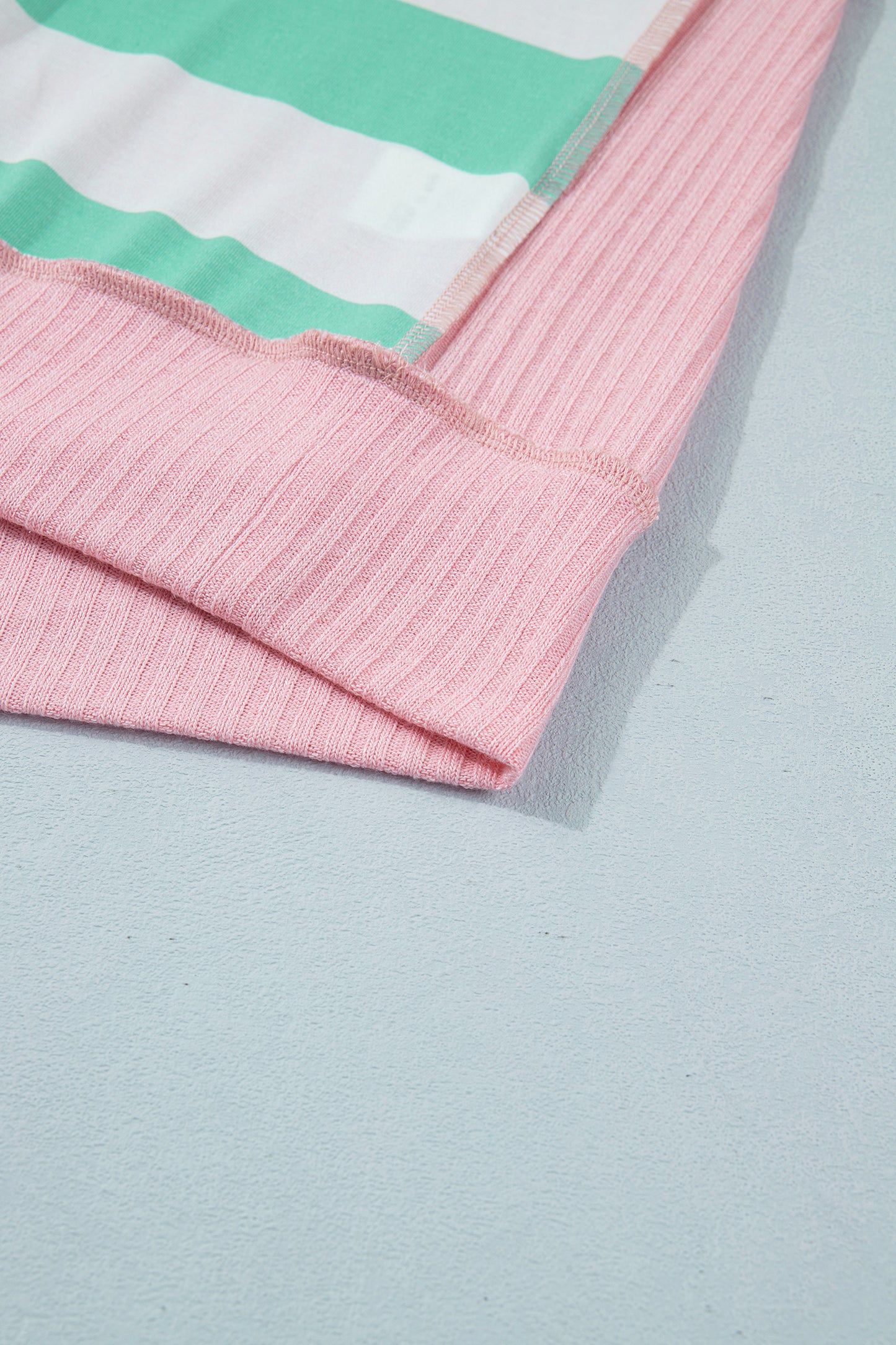 Pink Stripe Exposed Seam Ribbed Patchwork Oversized Tee