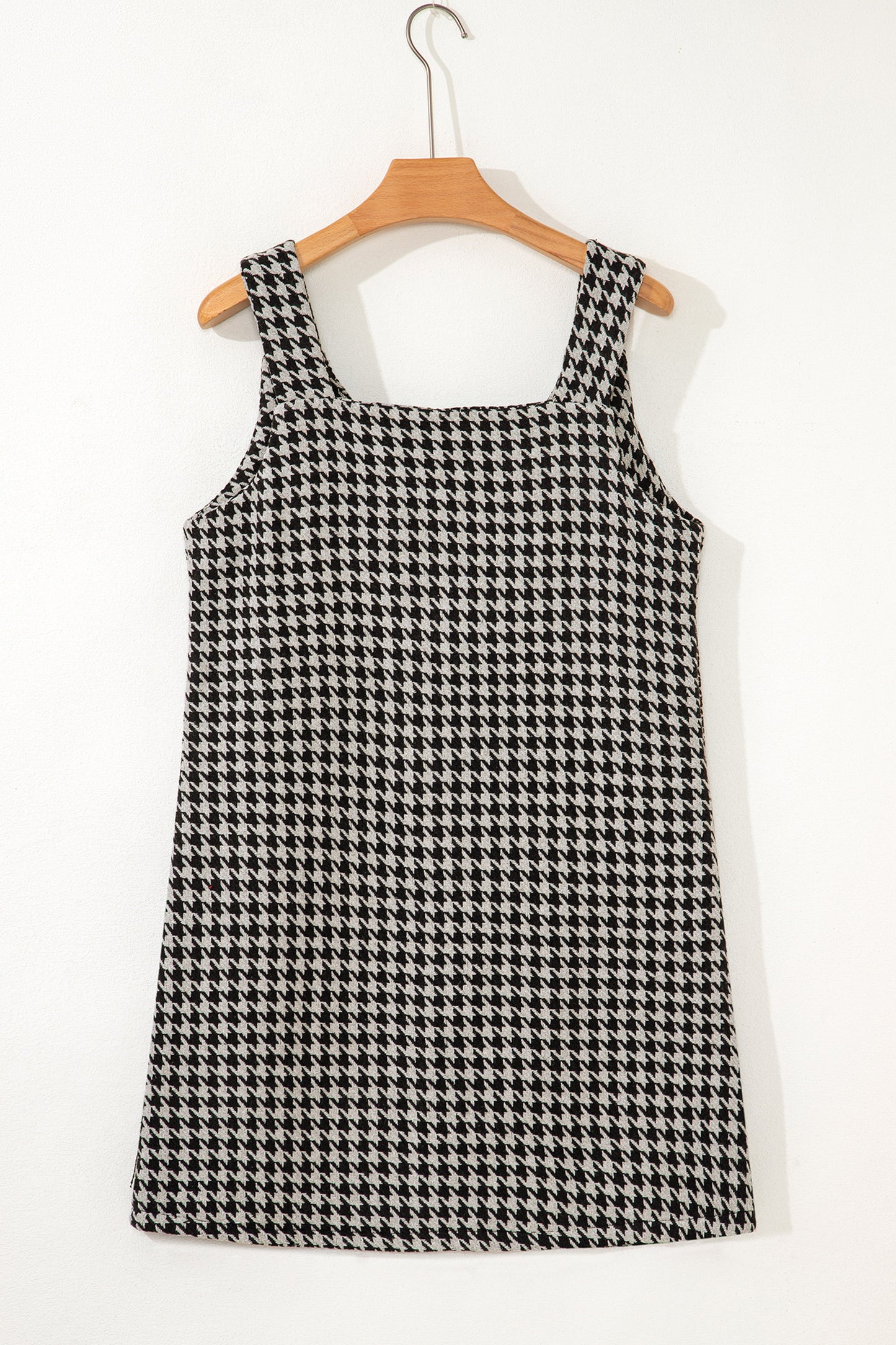Red Houndstooth Print V Neck Sleeveless Mini Dress