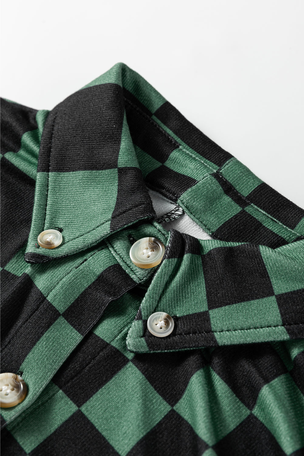 Black Checkerboard Flap Pocket Button Front Shacket