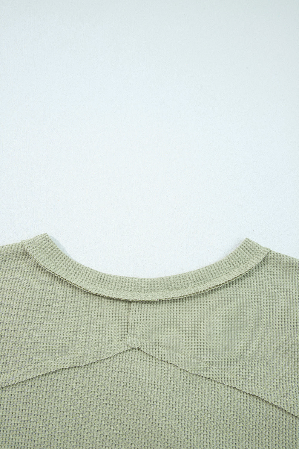 Dusk Blue Exposed Seam Waffle Striped Patchwork Baggy Pullover