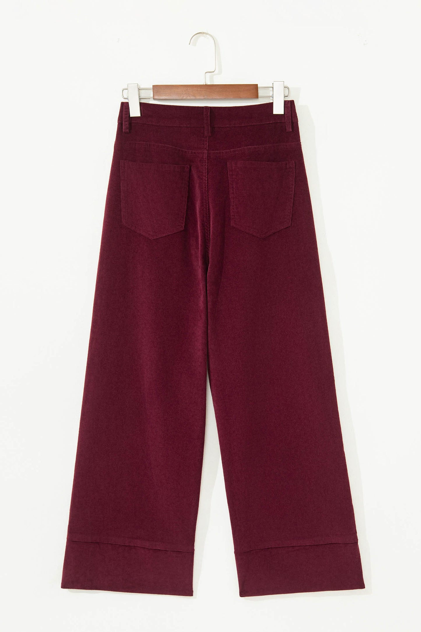 Vineyard Green Corduroy Solid Color High Waist Wide Leg Pants